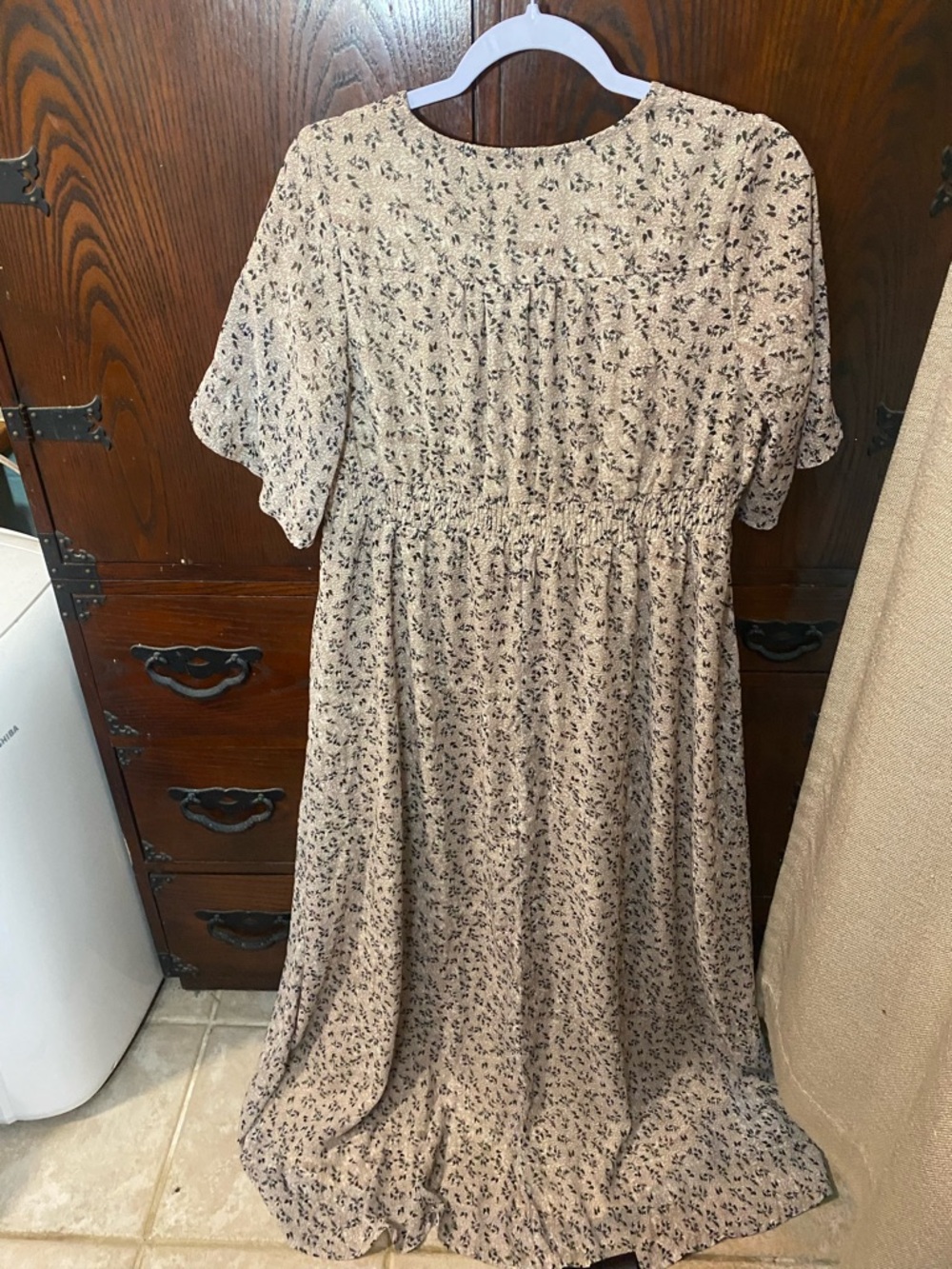 bohme Cream Floral Maxi Dress with Black Botanical Print - Picture 4 of 4